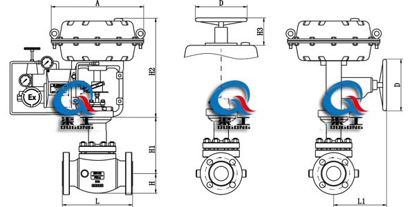 ZJHBW-P/M氣動保溫調節閥、夾套保溫氣動調節閥 (外形尺寸圖)